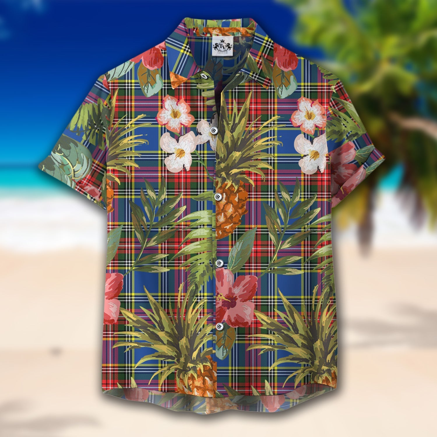 Scottish Tartan Bethune Clan Hawaiian Shirt Hibiscus - Tropical Garden Style