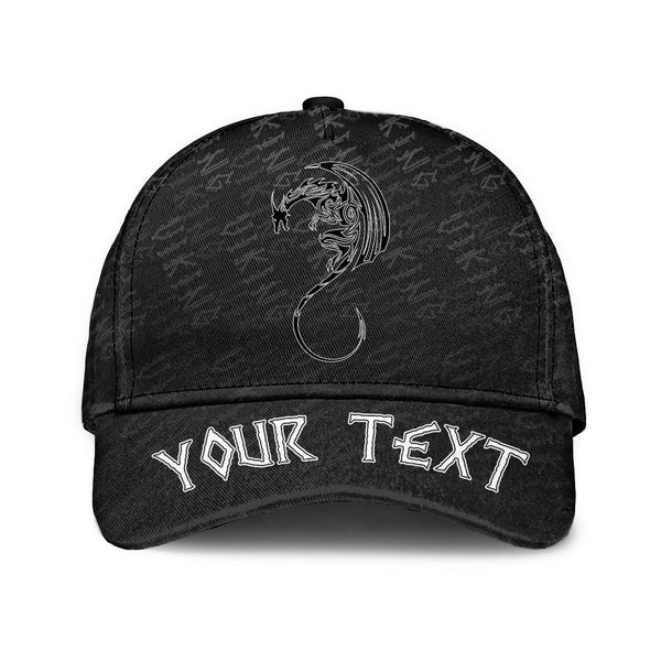 Custom Viking Classic Cap Black Winged Dragon Spirit Of Celts