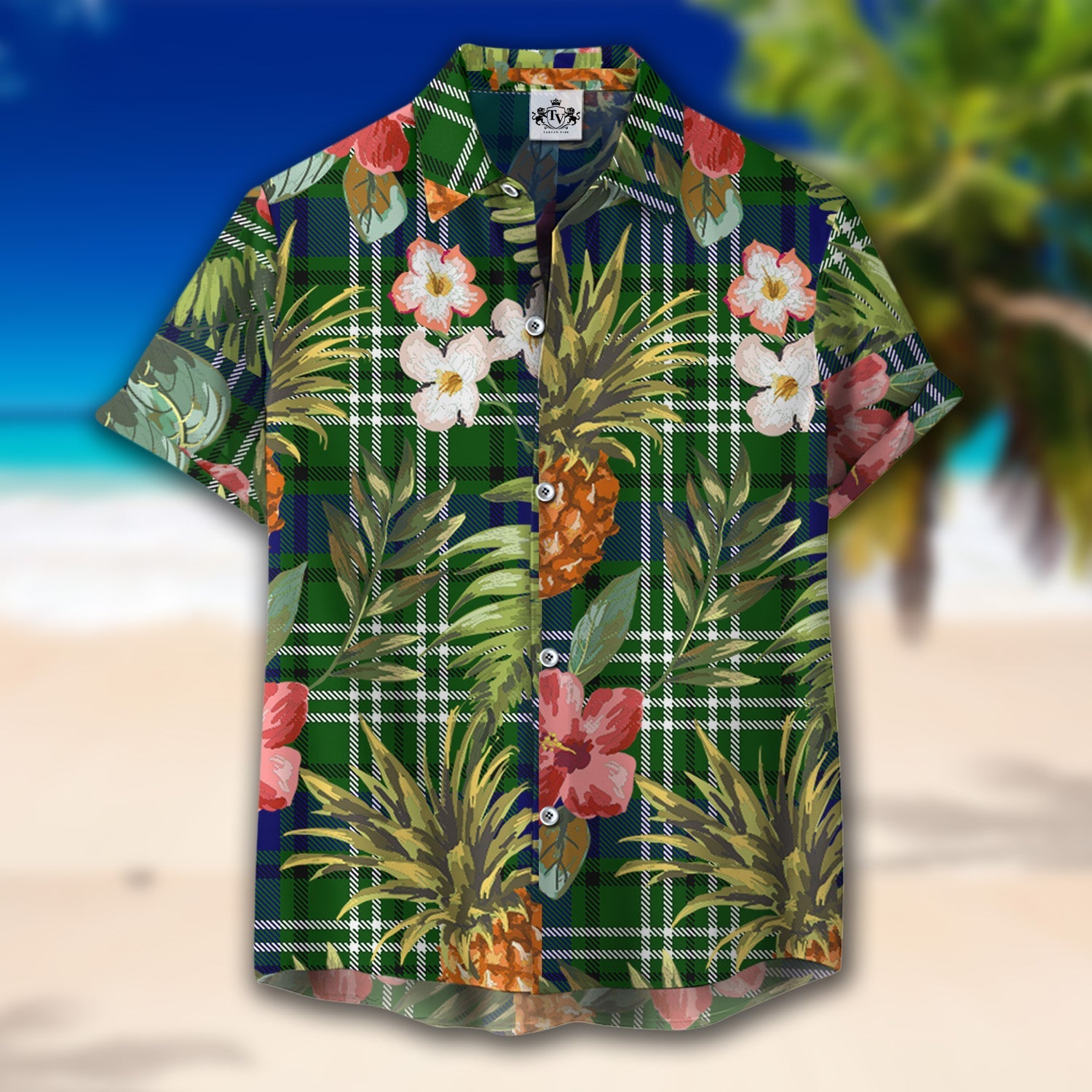 Scottish Tartan Blackadder Clan Hawaiian Shirt Hibiscus - Tropical Garden Style