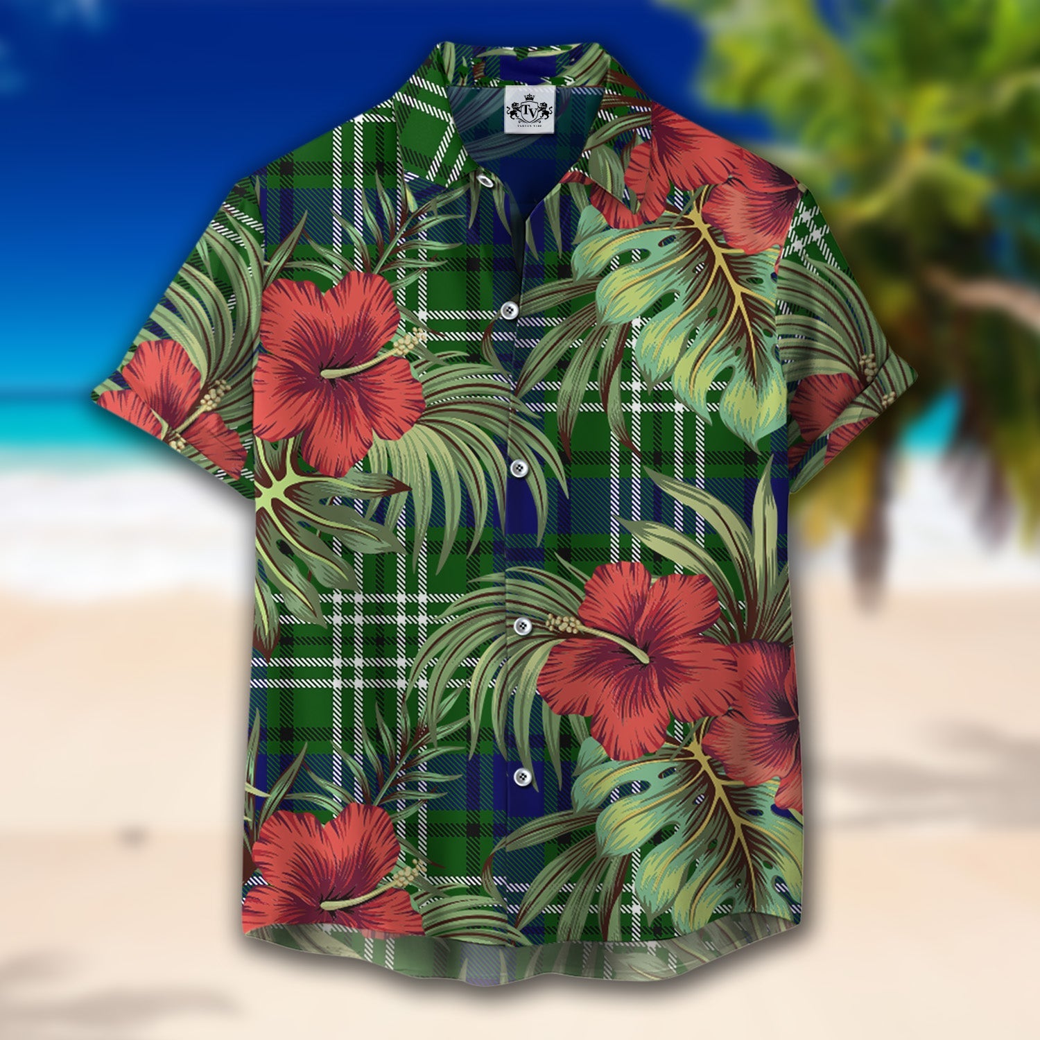 Scottish Tartan Blackadder Clan Hawaiian Shirt Hibiscus - Tropical Garden Style