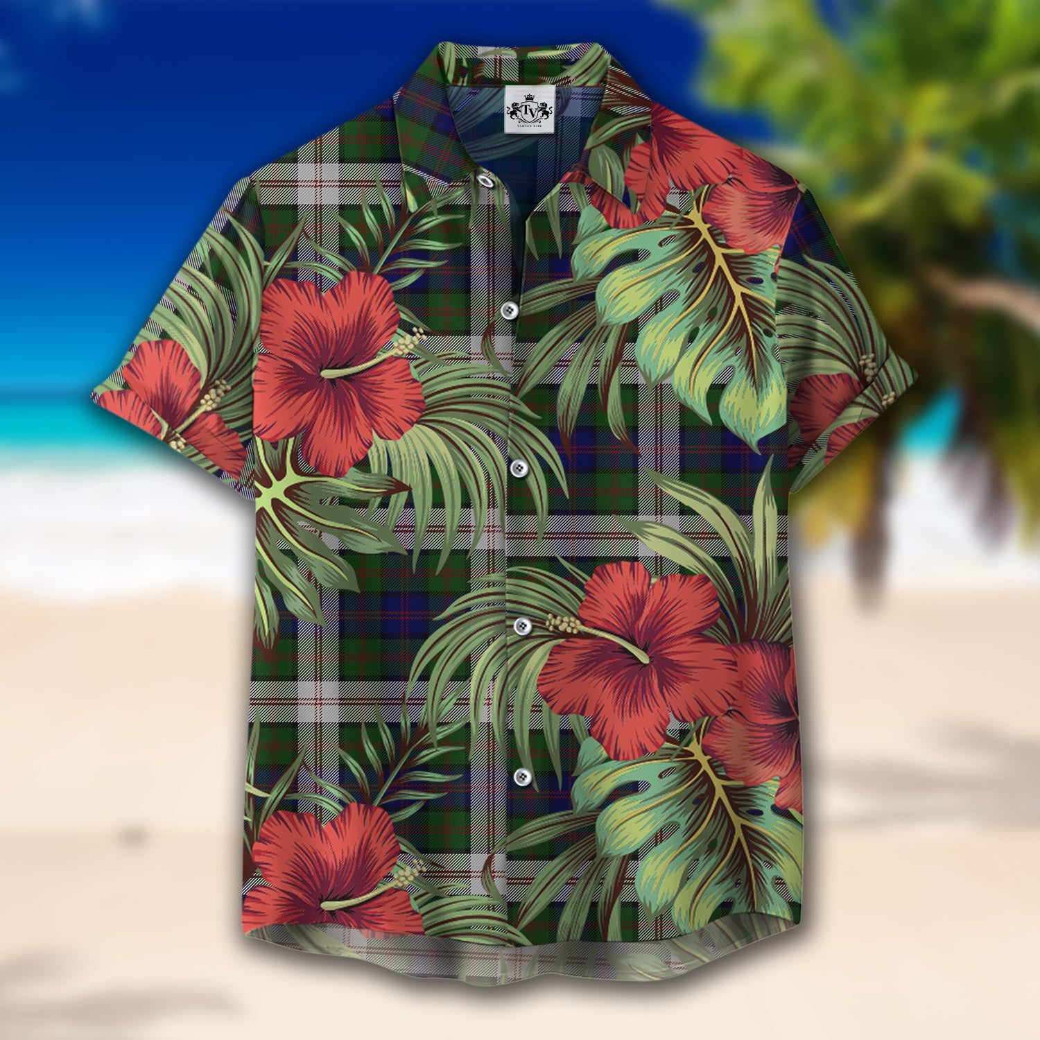 Scottish Tartan Blair Dress Clan Hawaiian Shirt Hibiscus - Tropical Garden Style