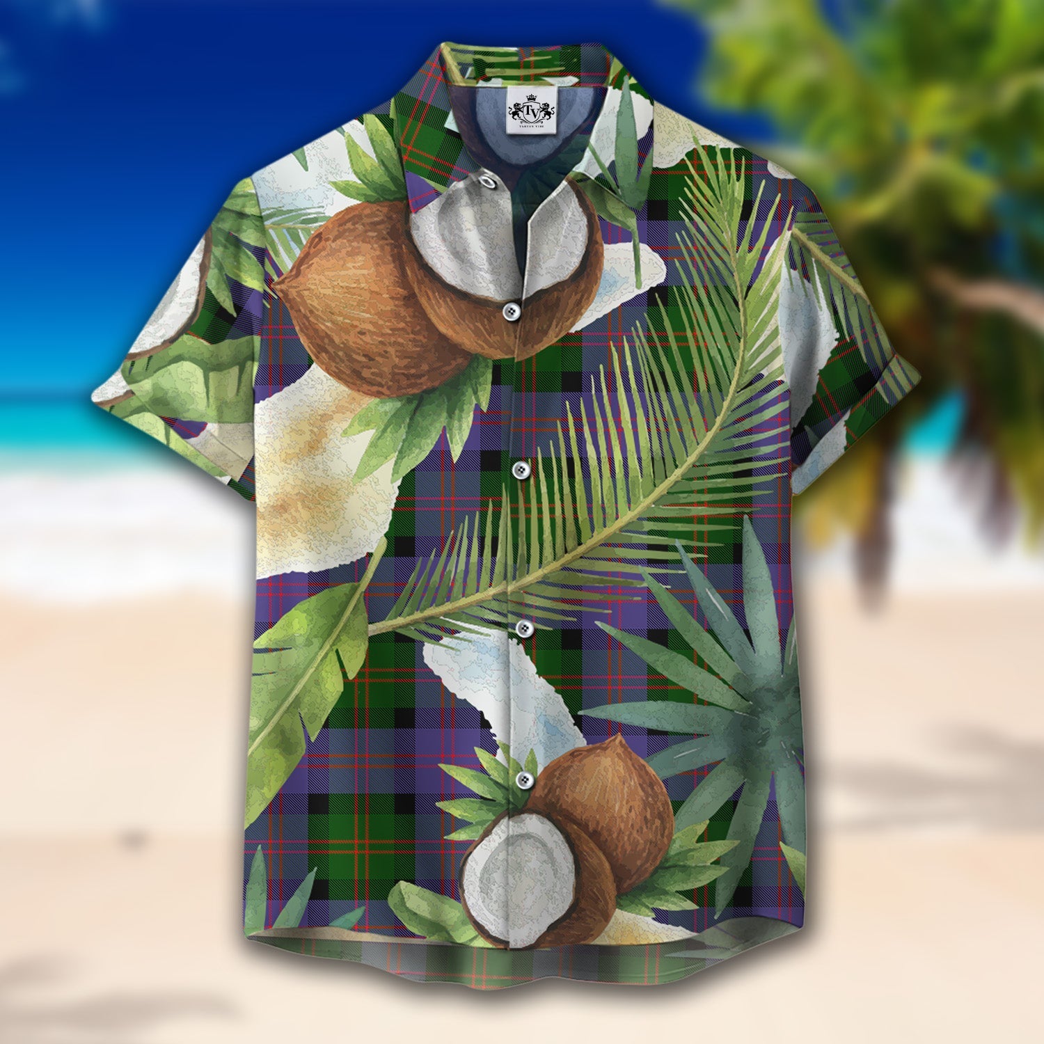 Scottish Tartan Blair Modern Clan Hawaiian Shirt Hibiscus - Tropical Garden Style