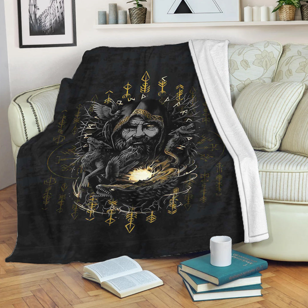 Viking Premium Blanket Odin Geri and Freki Rune Style – To The Closet