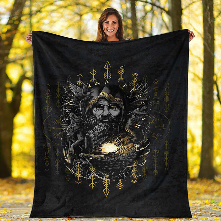 Viking Premium Blanket Odin Geri and Freki Rune Style – To The Closet