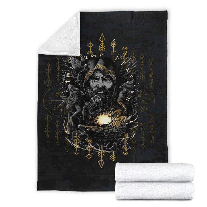 Viking Premium Blanket Odin Geri and Freki Rune Style – To The Closet