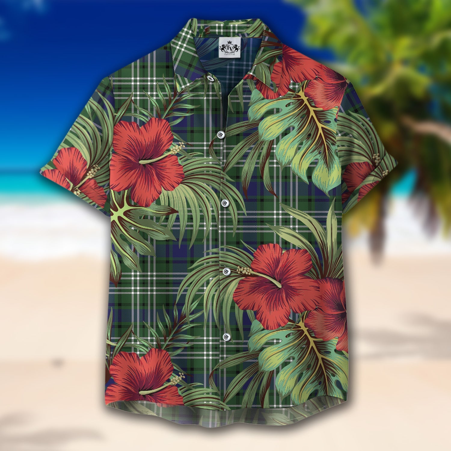 Scottish Tartan Blyth Clan Hawaiian Shirt Hibiscus - Tropical Garden Style