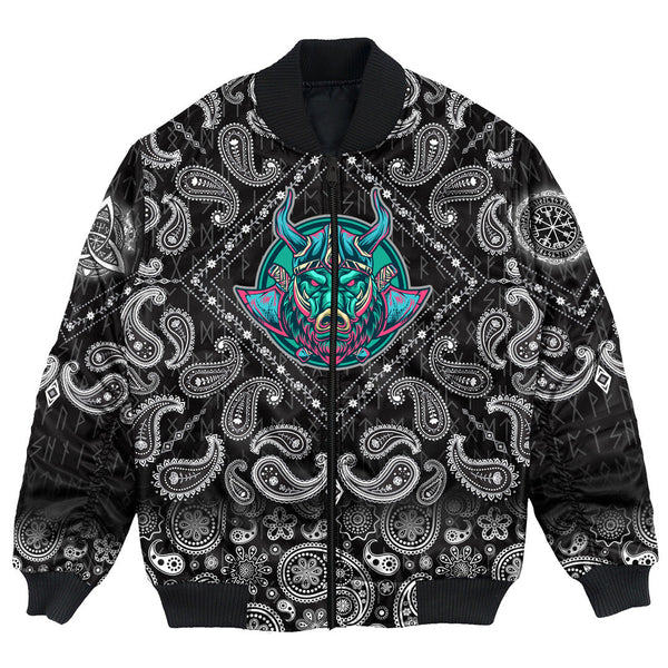 Viking Bomber Jacket Boar with Bandana Paisley Style