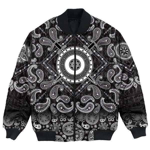 Viking Bomber Jacket Board Of With Crossed Swords with Bandana Paisley Style