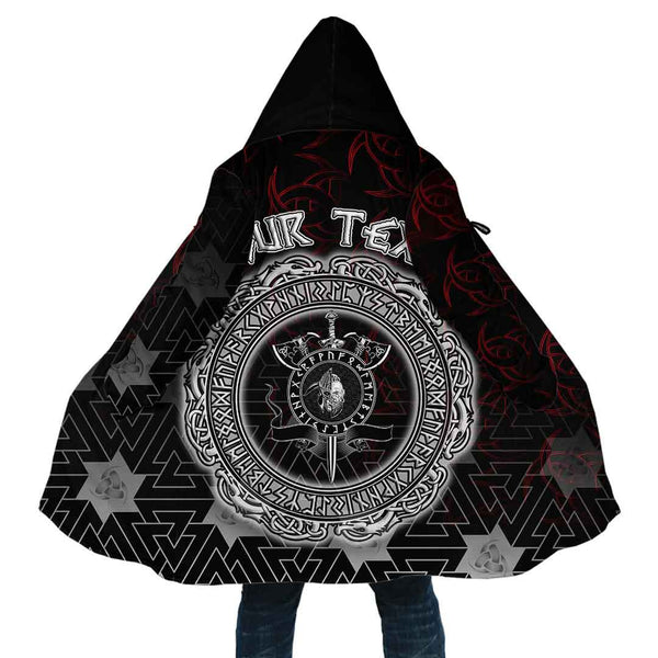 Custom Viking Hooded Coat Board Axes Sword And Dead Head Of The Hero Special Style