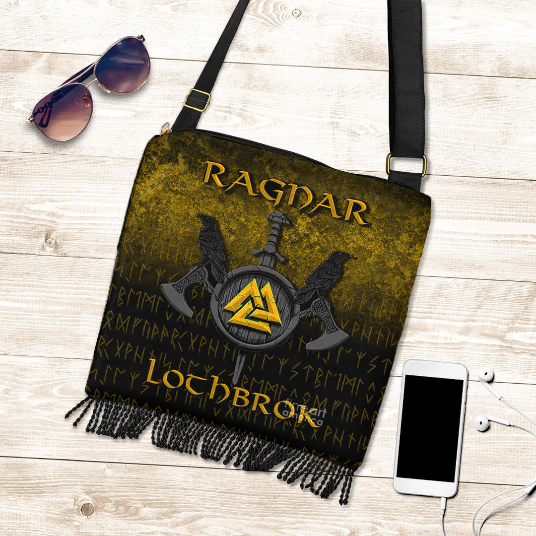 Viking Boho Handbag Ragnar Lothbrok Ragnar Lodbrok Viking Warrior Gold ...