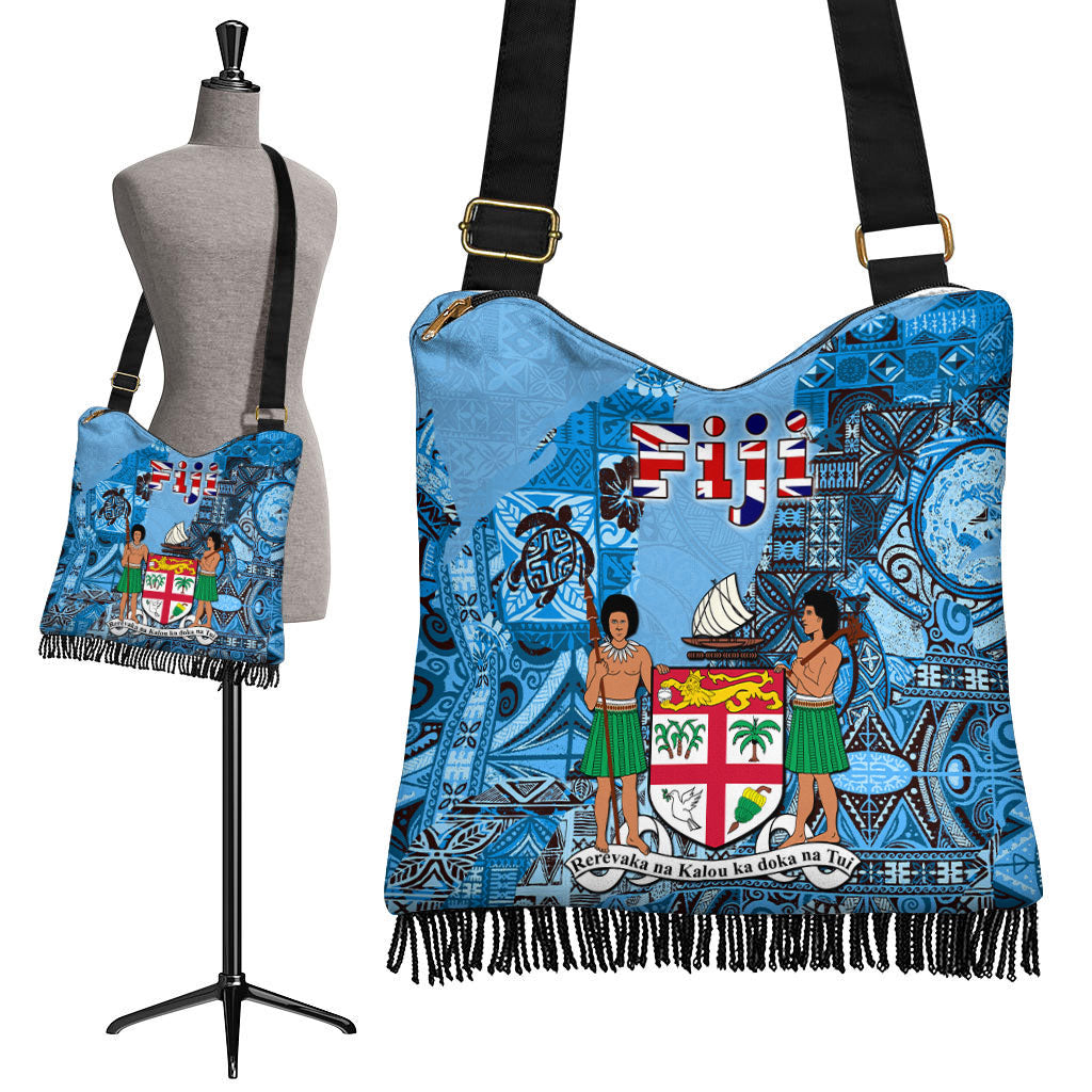 Fiji Flag & Coat Of Arms Boho Handbag