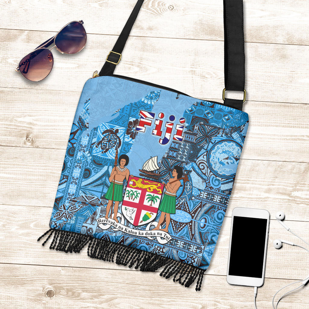 Fiji Flag & Coat Of Arms Boho Handbag