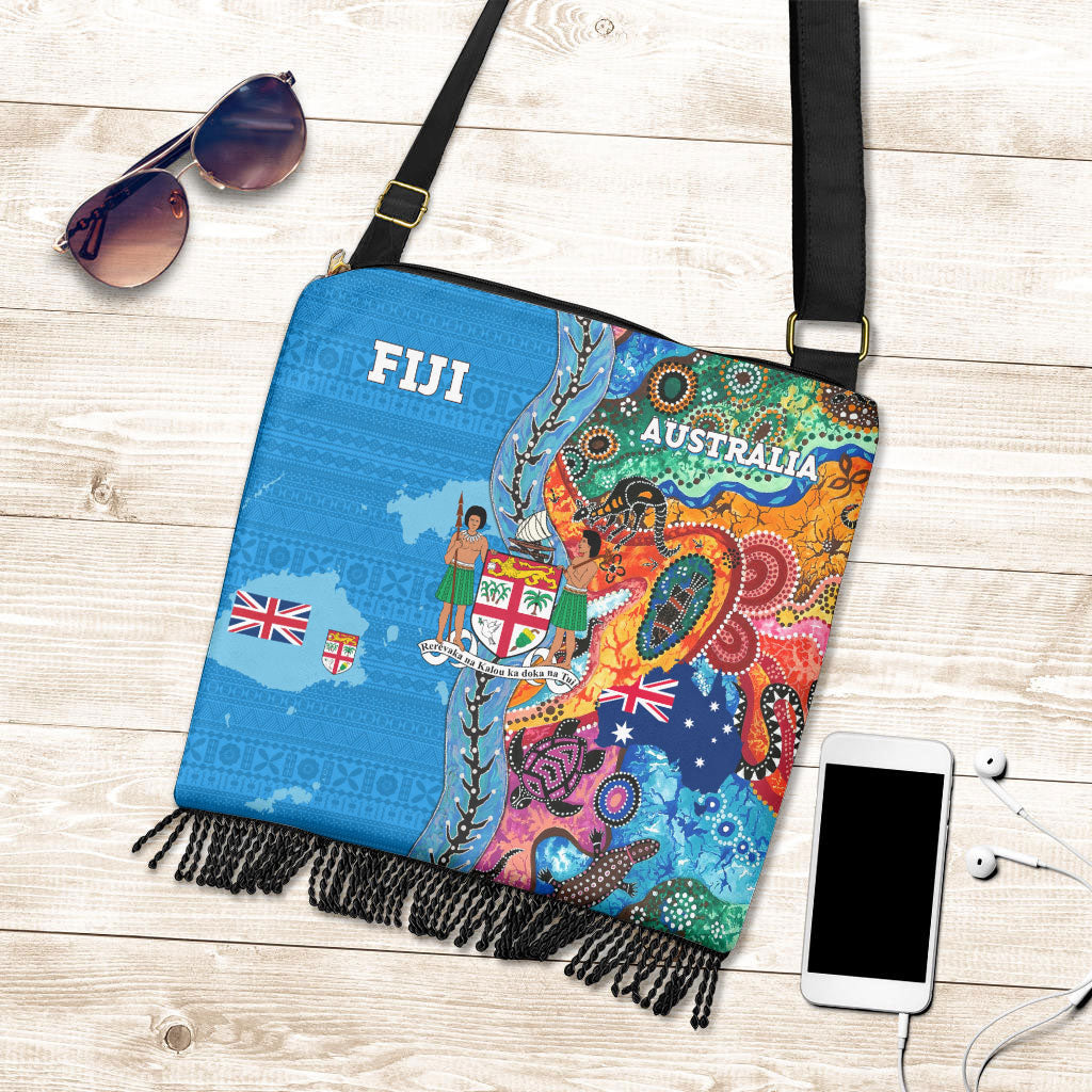 Fiji Tapa & Australia Aboriginal Boho Handbag