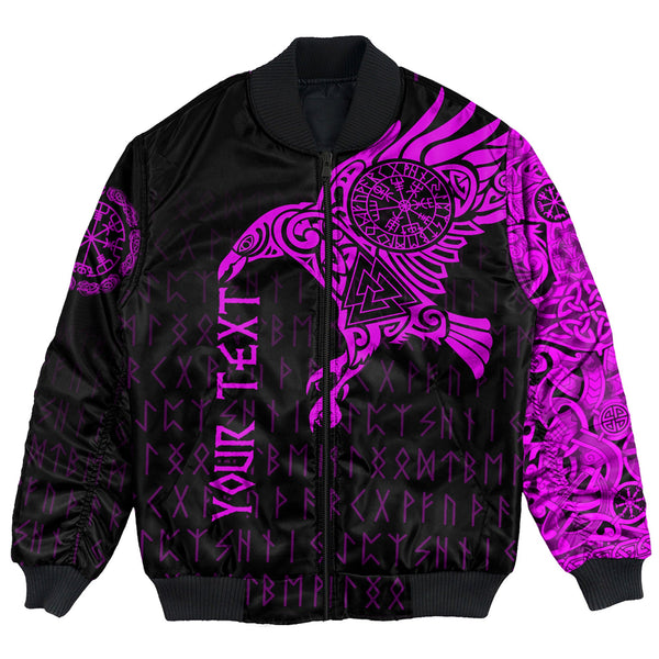 Custom Viking Bomber Jacket The Raven Of Odin Tattoo Pink Version