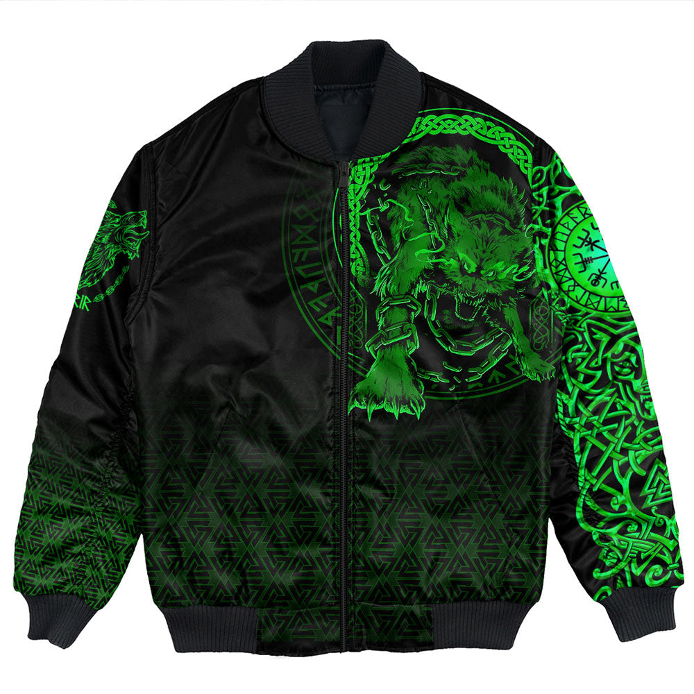 Viking Bomber Jacket Fenrir Norse 3D Green