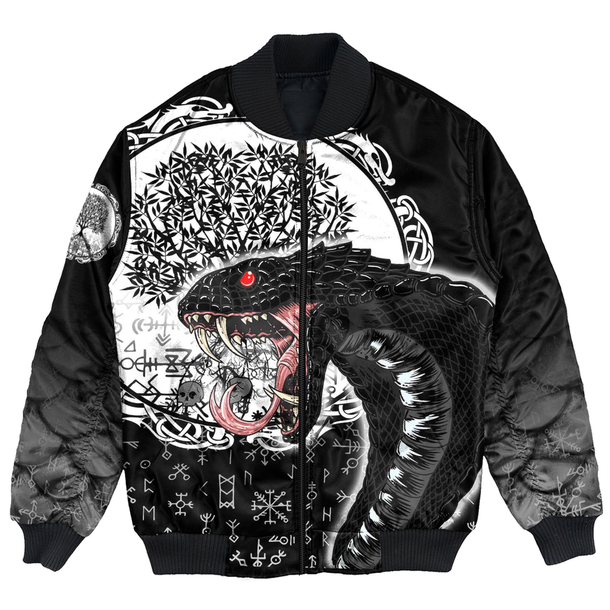 Viking Bomber Jacket Jormungandr and Yggdrasil Style Ver01