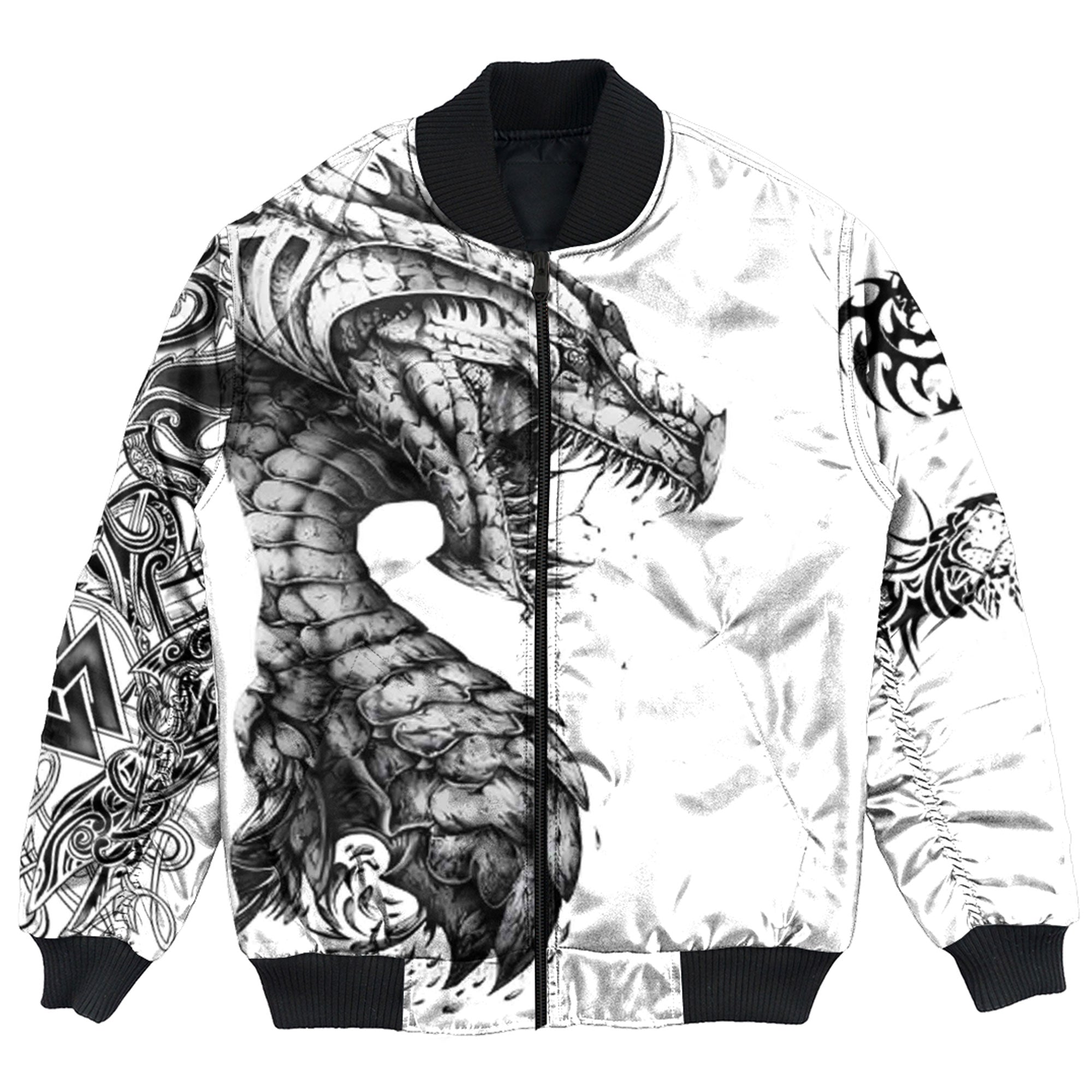 Viking Bomber Jacket Dragon White Celtic