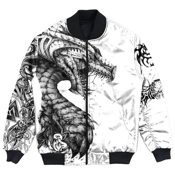 Viking Bomber Jacket Dragon White Celtic