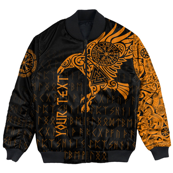 Custom Viking Bomber Jacket The Raven Of Odin Tattoo Orange Version