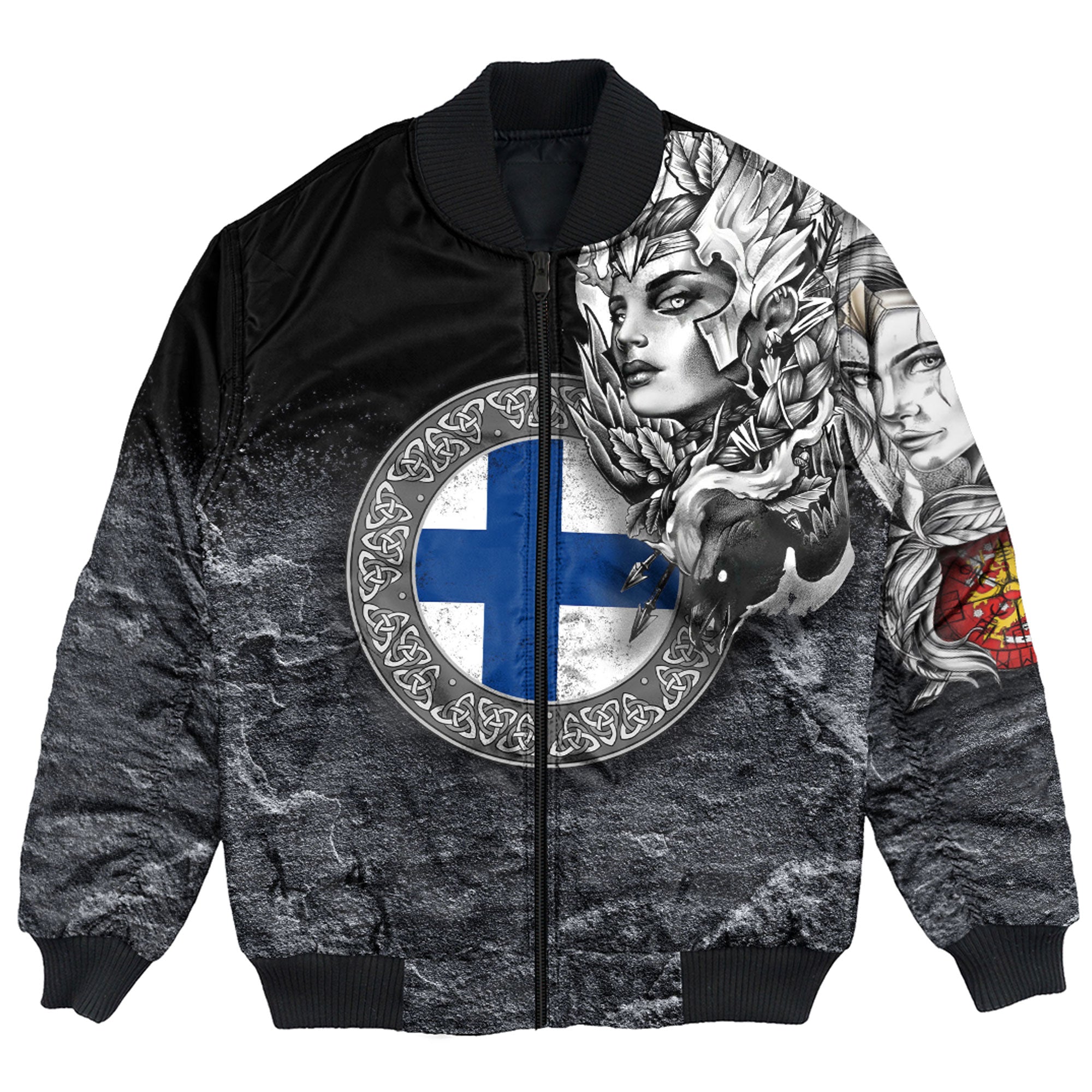 Viking Bomber Jacket Finland Raven Odin Viking Country Ver01