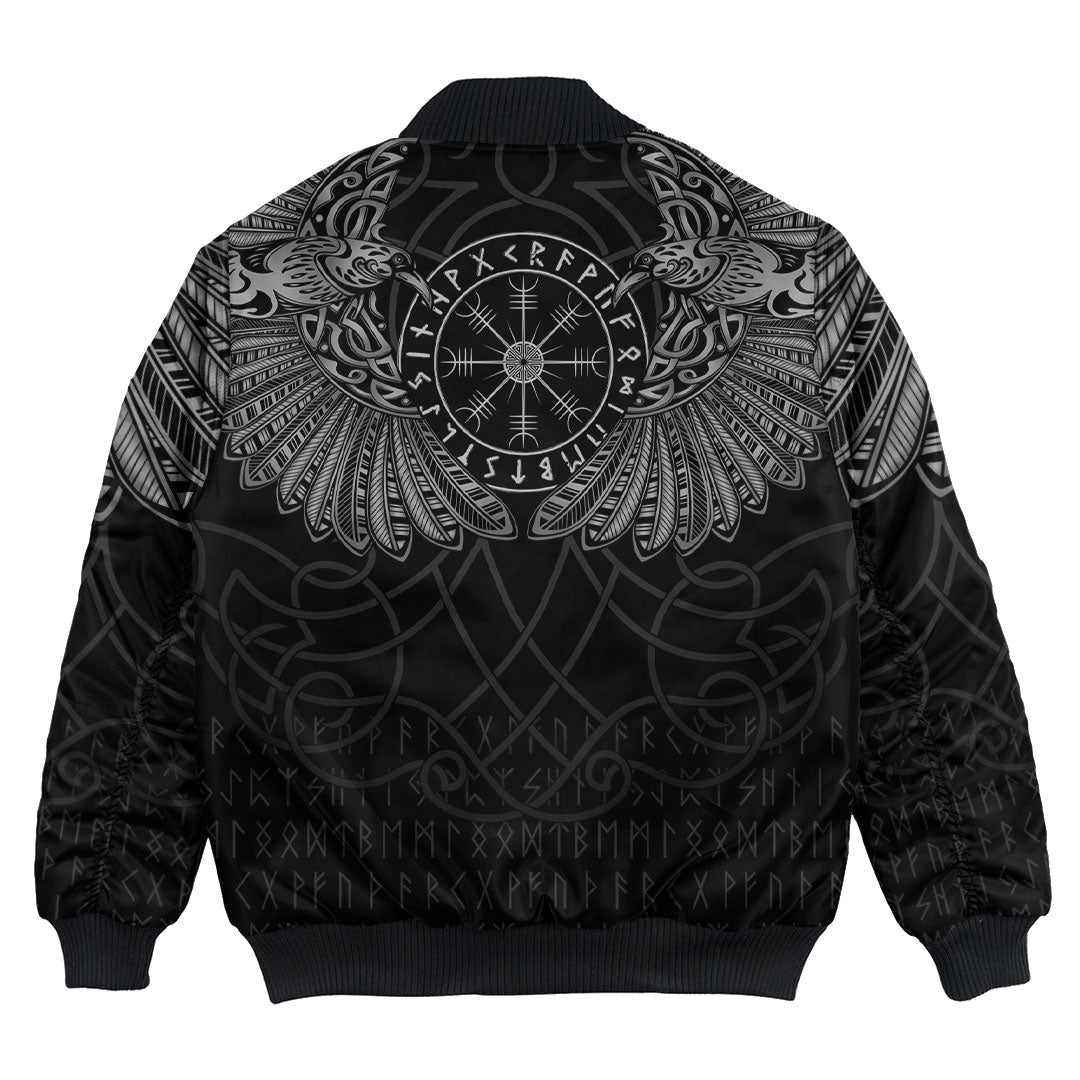 Custom Viking Bomber Jacket Viking Odin's Celtic Two Ravens