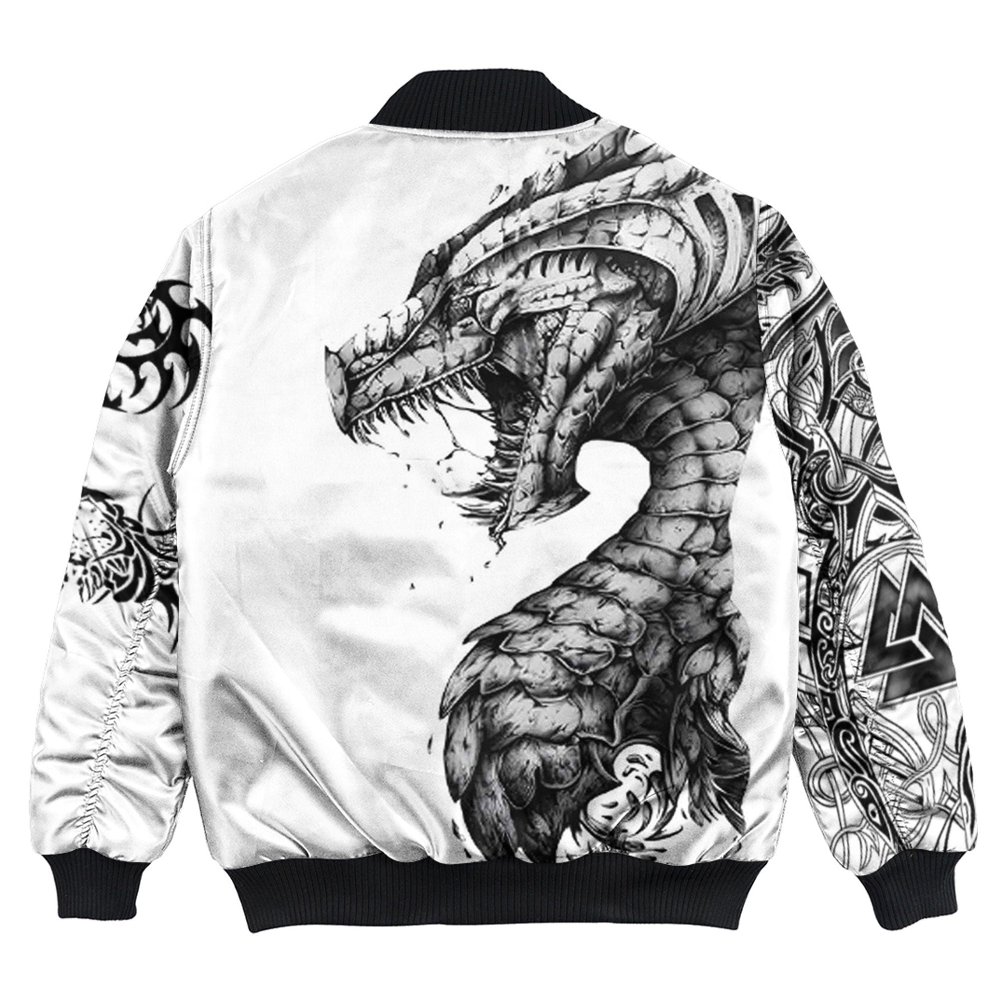 Viking Bomber Jacket Dragon White Celtic