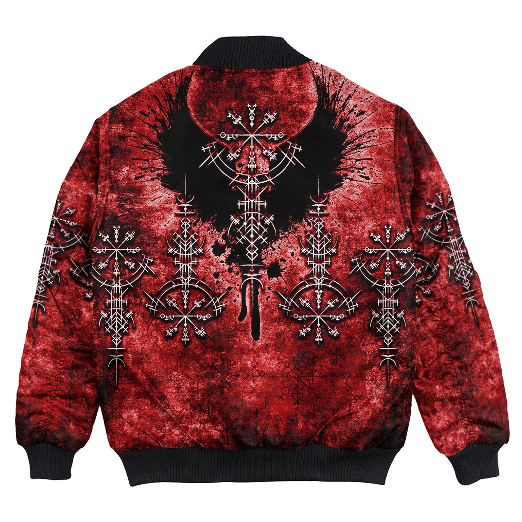 Viking Bomber Jacket Bird Wing Viking Symbol Red