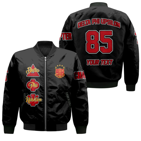 Fraternity Bomber Jacket - Personalized Delta Phi Upsilon Bomber Jackets Original Dark Style