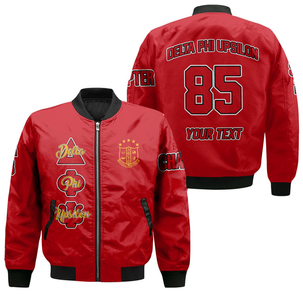 Fraternity Bomber Jacket - Personalized Delta Phi Upsilon Bomber Jackets Original Red Style