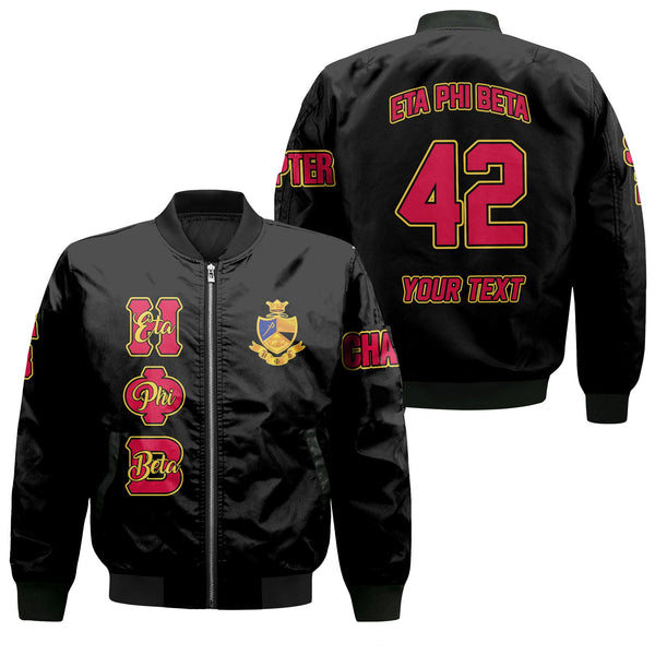 Sorority Bomber Jacket - Personalized Eta Phi Beta Bomber Jackets Original Black Style