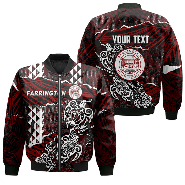 Hawaii Farrington High School Custom Bomber Jackets Polynesian Turtle Style