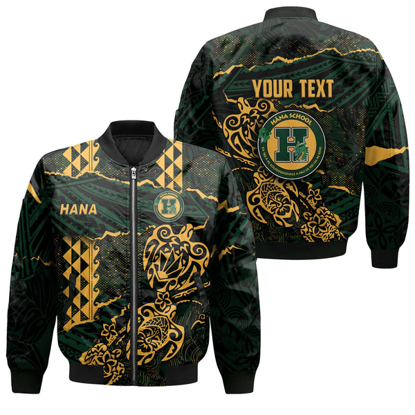 Hawaii Hana High & Elementary School Custom Bomber Jackets Polynesian Turtle Style