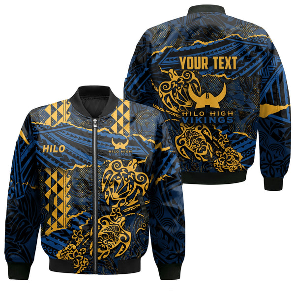 Hawaii Hilo High School Custom Bomber Jackets Polynesian Turtle Style