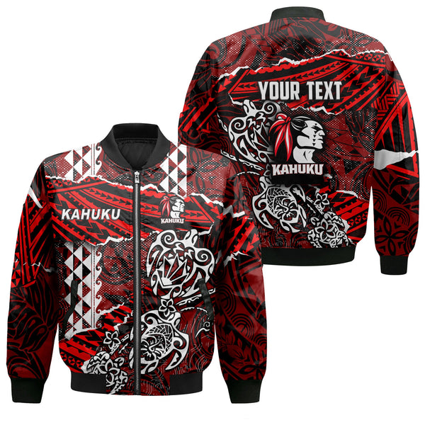 Hawaii Kahuku High & Intermediate School Custom Bomber Jackets Polynesian Turtle Style