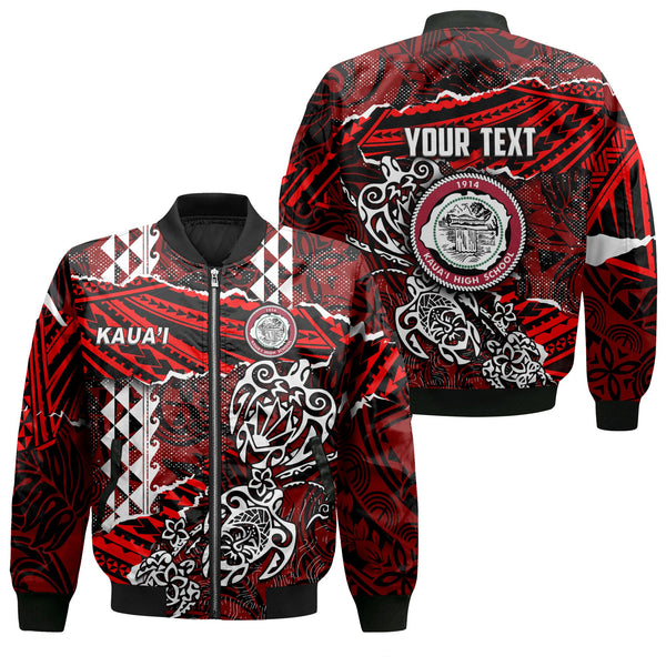 Hawaii Kauai High School Custom Bomber Jackets Polynesian Turtle Style