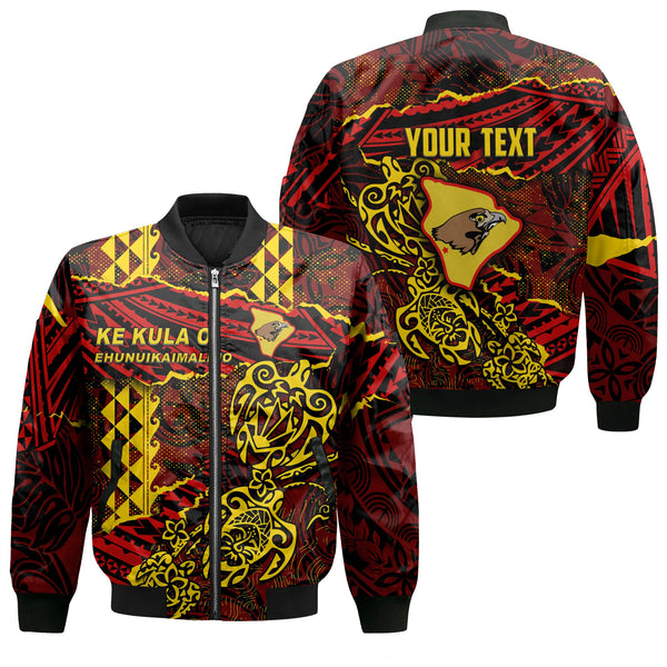 Hawaii Ke Kula O Ehunuikaimalino School Custom Bomber Jackets Polynesian Turtle Style