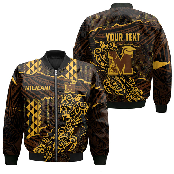 Hawaii Mililani High School Custom Bomber Jackets Polynesian Turtle Style