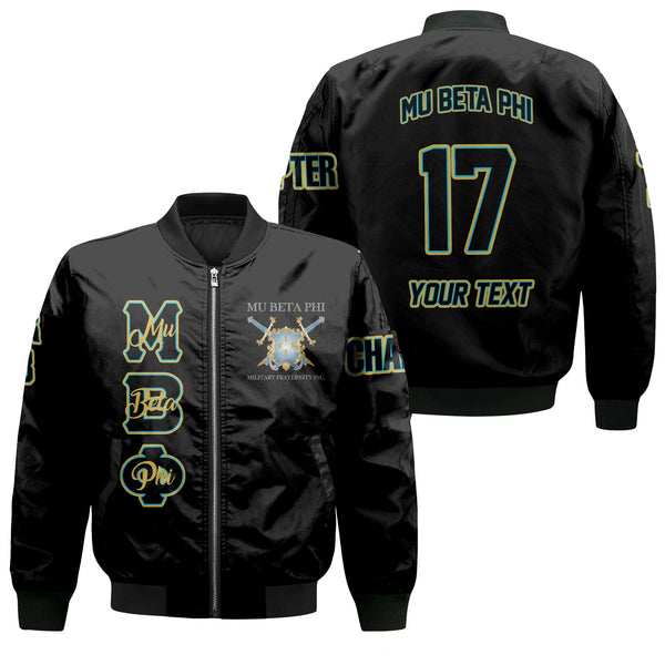 Fraternity Bomber Jacket - Personalized Mu Beta Phi Bomber Jackets Original Black Style