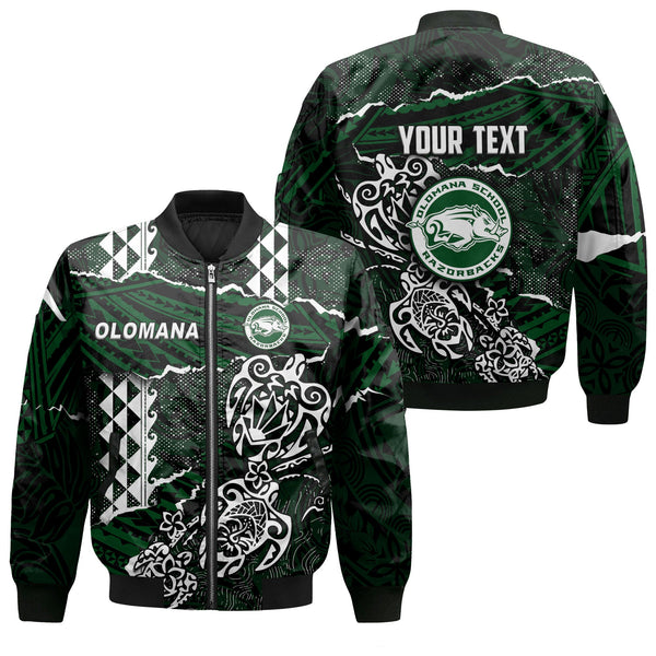 Hawaii Olomana High & Intermediate School Custom Bomber Jackets Polynesian Turtle Style