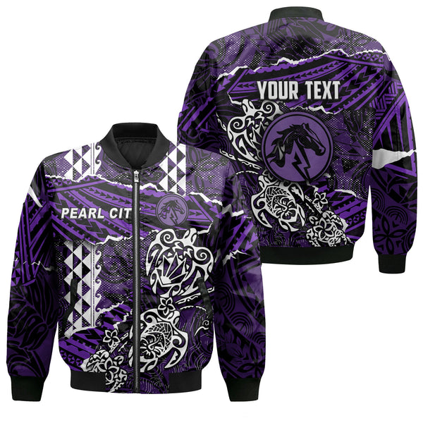 Hawaii Pearl City High School Custom Bomber Jackets Polynesian Turtle Style