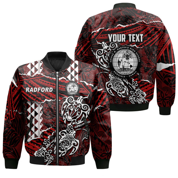 Hawaii Radford High School Custom Bomber Jackets Polynesian Turtle Style