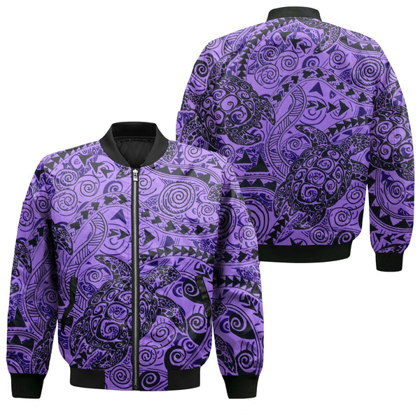 Hawaii Polynesian Turtle Bomber Jackets Purple Style