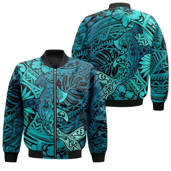 Hawaii Hammerhead Shark Bomber Jackets Light See Blue Style