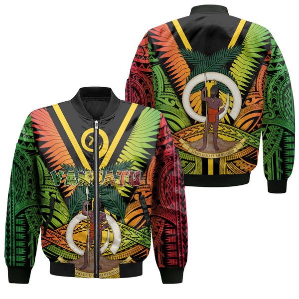 Vanuatu Bomber Jackets Coat Of Arms Reggae Style