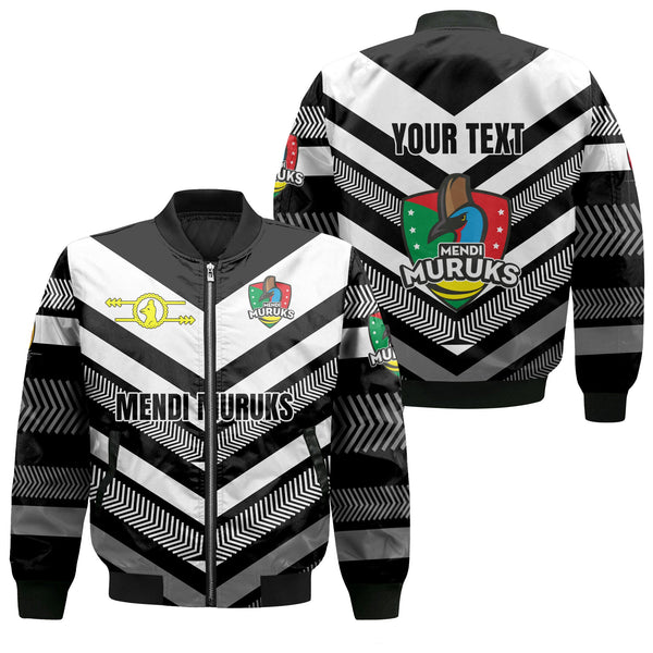 Custom Mendi Muruks Bomber Jackets Papua New Guinea Rugby Black & White Style