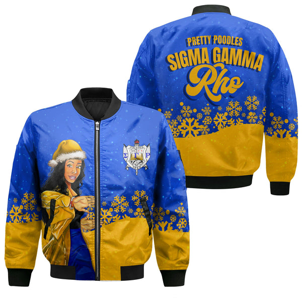 Sorority Bomber Jacket - Sigma Gamma Rho Christmas Girl Bomber Jackets Pretty Poodles Style