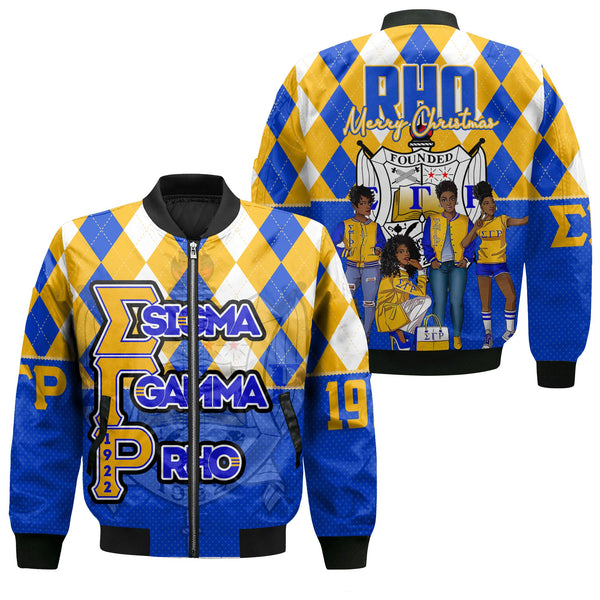 Sorority Bomber Jacket - Christmas Sigma Gamma Rho Girl Bomber Jackets Rhombus Pattern Style