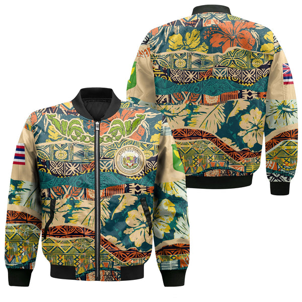 Hawaii Flag Bomber Jackets Coat Of Arm Style