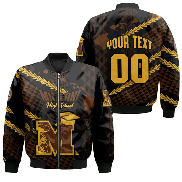 Hawaii Mililani High School Custom Bomber Jackets Map Style