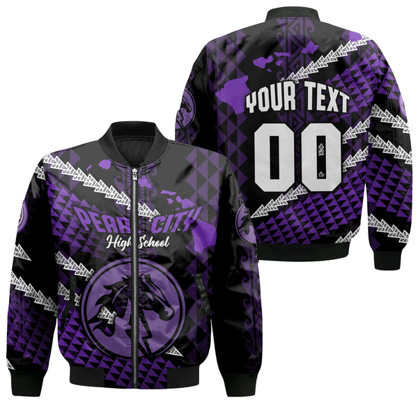 Hawaii Pearl City High School Custom Bomber Jackets Map Style